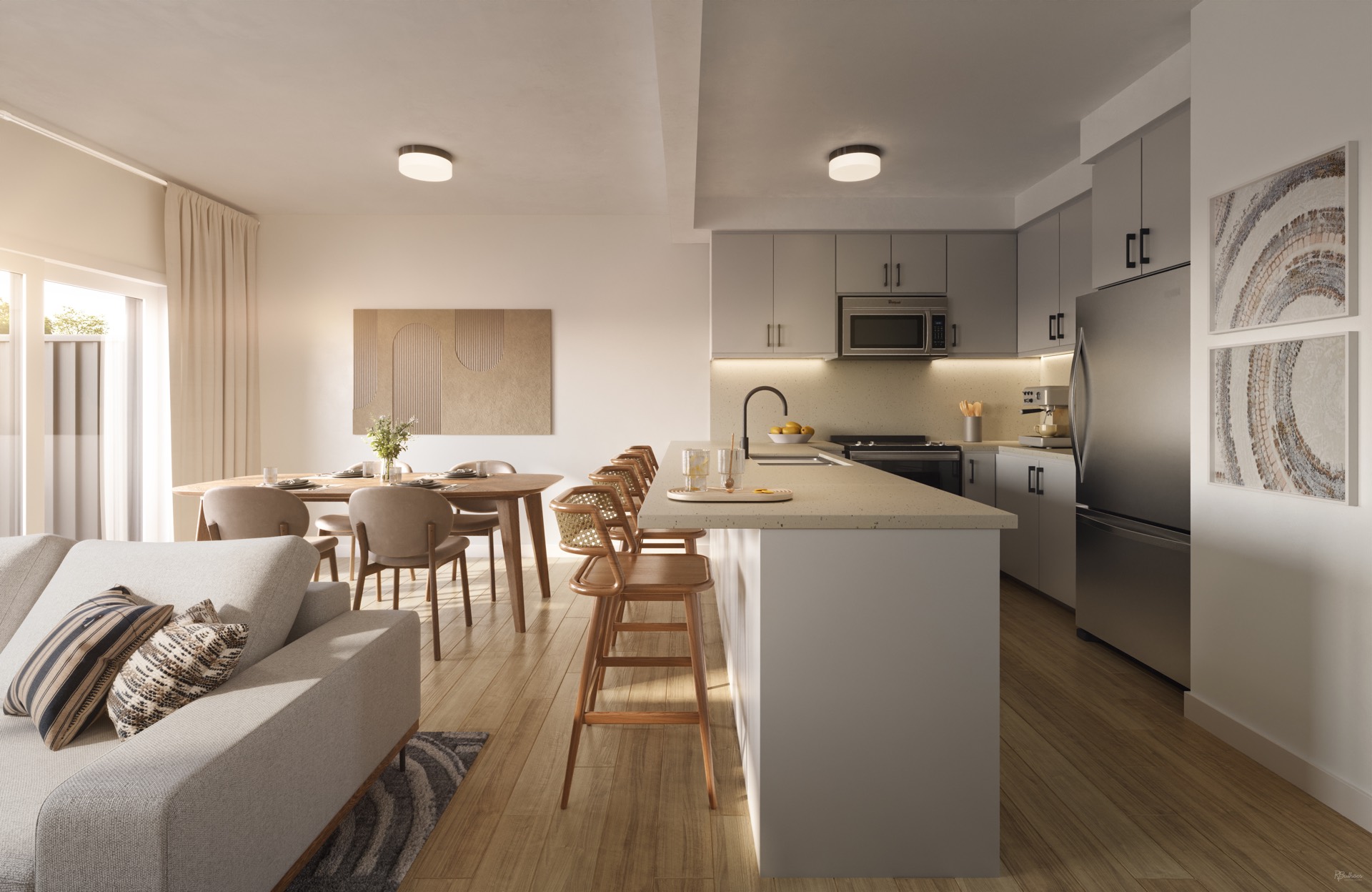 The Brook — designer kitchen with island seating