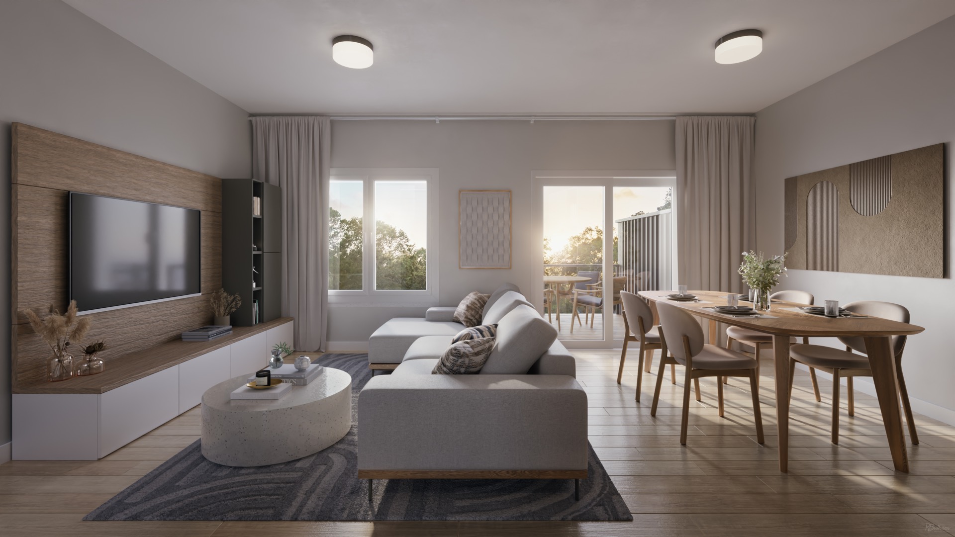 The Dale — open-concept living and dining room